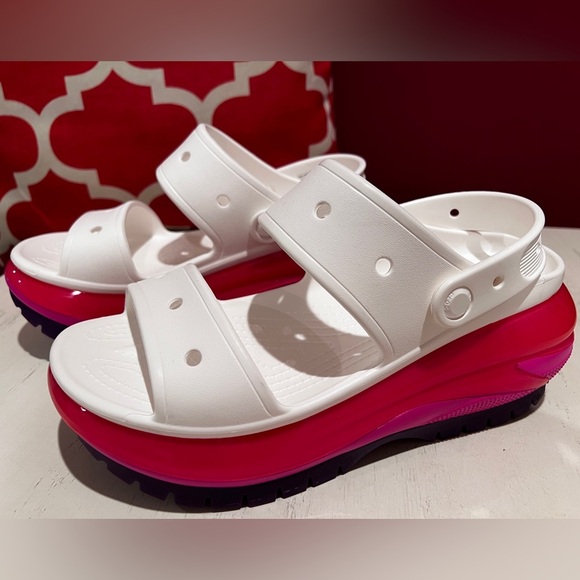 Crocs Mega Crush Sandals White / Multicolor - Womens 9 - Picture 1 of 11